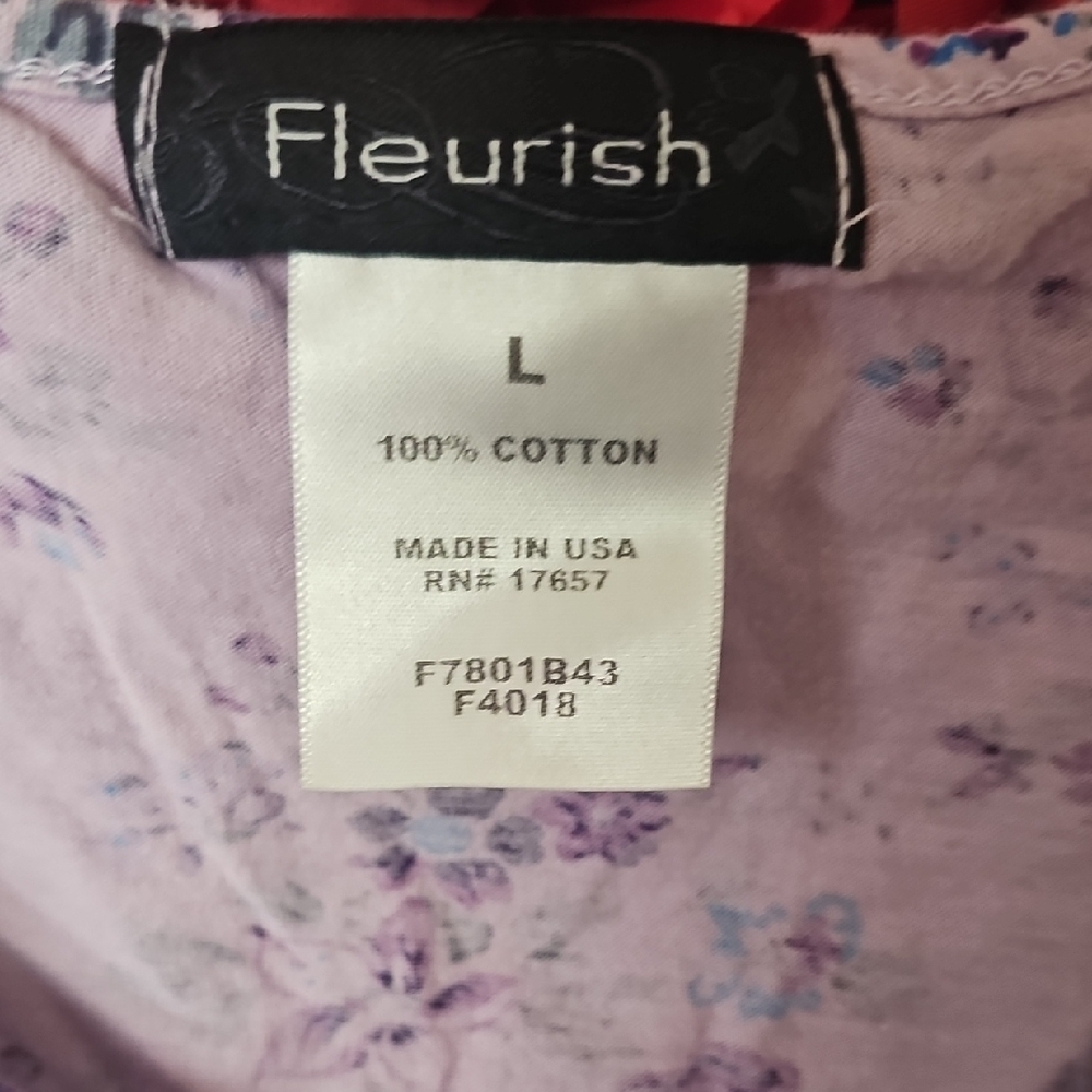 Fleurish Lavender Floral Ruffle Blouse Size Large - Picture 2 of 7